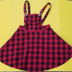 Red and Black Plaid Pinafore Jumper dress